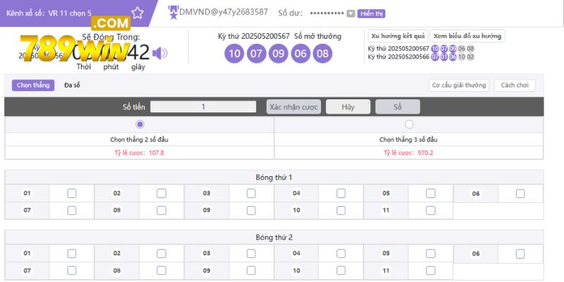 VR 11 chọn 5 789WIN - Bước vào cuộc đua cùng những con số Thông tin về trò chơi VR 11 chọn 5