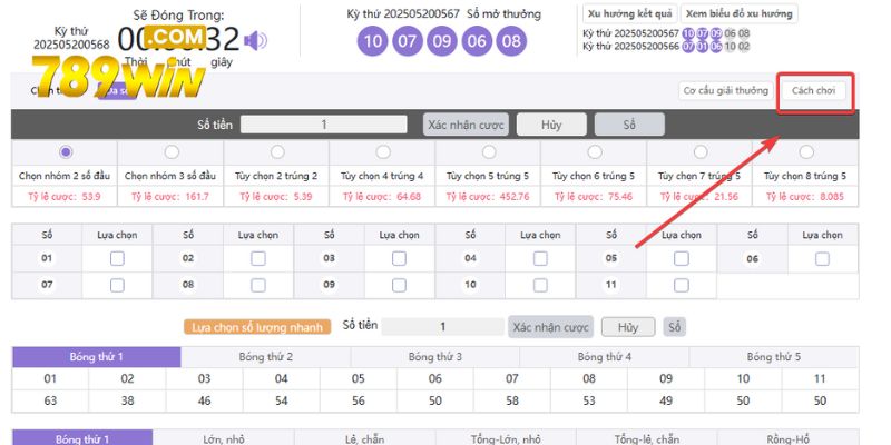 VR 11 chọn 5 789WIN - Bước vào cuộc đua cùng những con số Bạn nhấn vào cách chơi để hiểu rõ quy luật